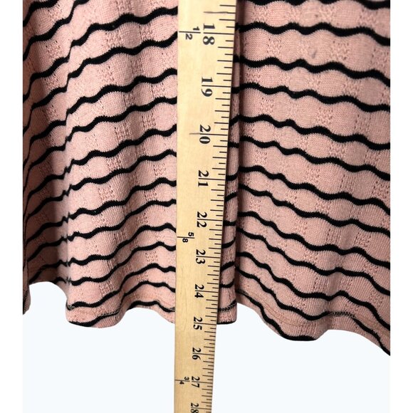 Free People Pink & Black Striped Knit Peplum Sweater Top Medium - Picture 8 of 13